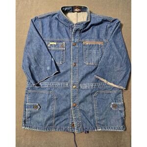Cotler Vintage Denim Trucker Jacket Large Sleeve Utility‎ Pockets Distressed